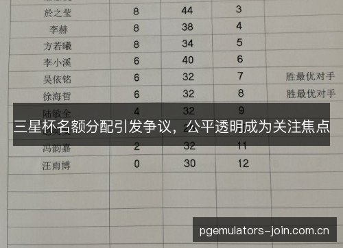 三星杯名额分配引发争议，公平透明成为关注焦点